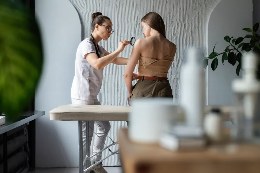 My Laser Clinic 3 female doctor diagnosing melanoma body female patient